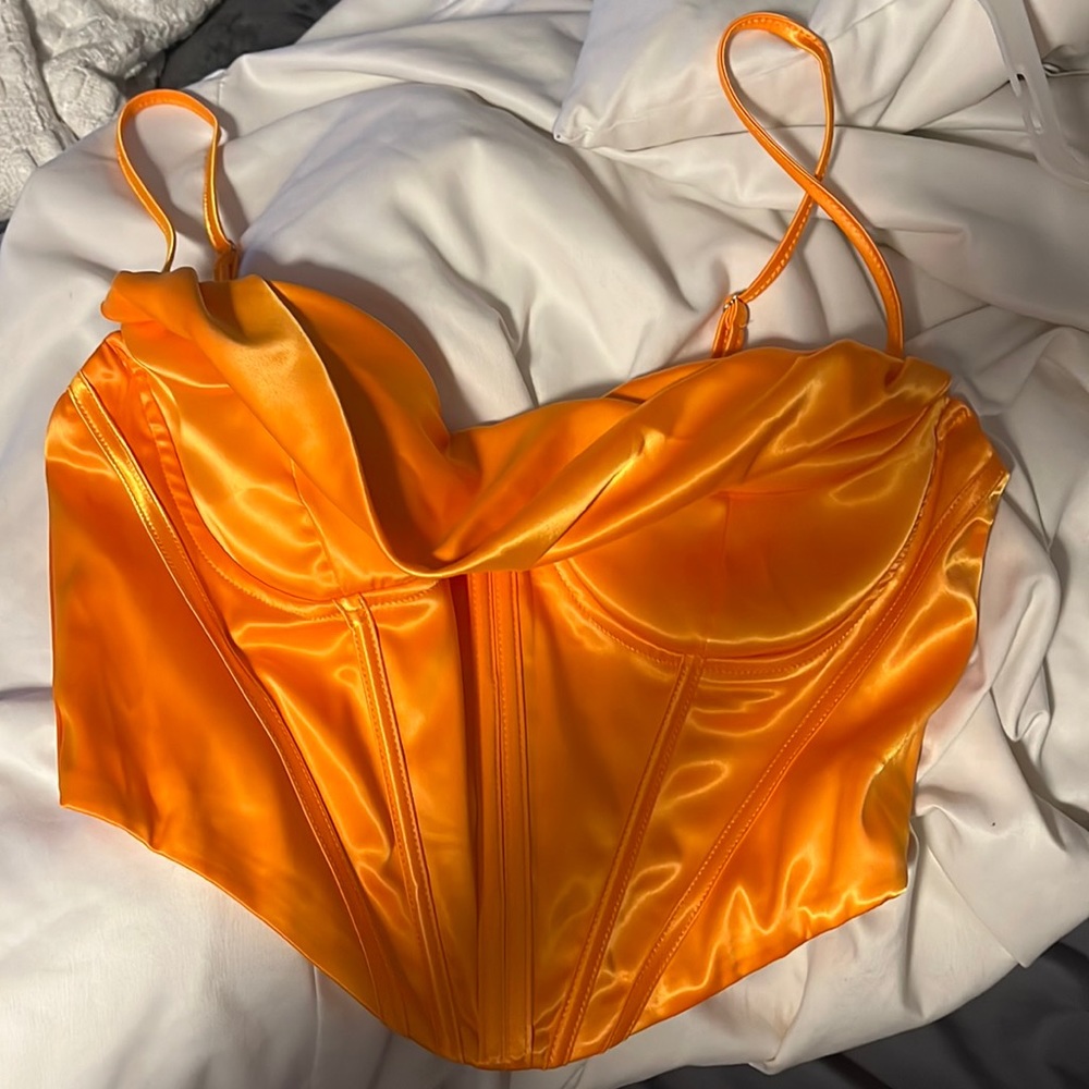 Orange corset crop top